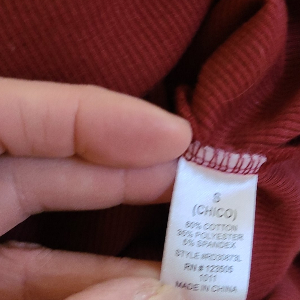 T-shirt Dress Size Small Bodycon Long Sleeve Rust Red Ribbed Cotton Blend EUC - Picture 6 of 6